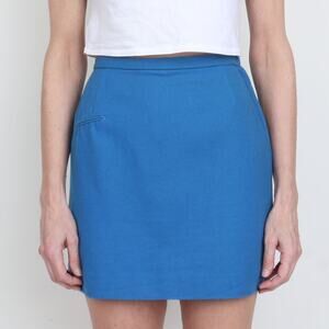 Vintage 1960s Blue Wool Mini Skirt XS